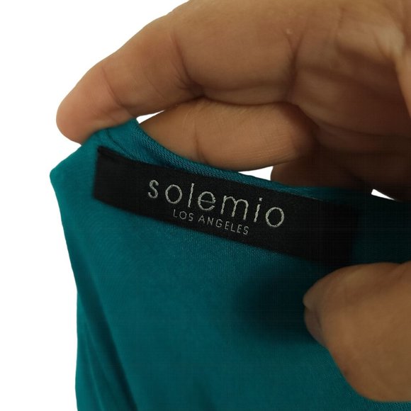 Solemio‎ Womens Maxi Sundress Size S Teal Blue Strappy A Line Deep V Back Ruffle - Picture 6 of 12